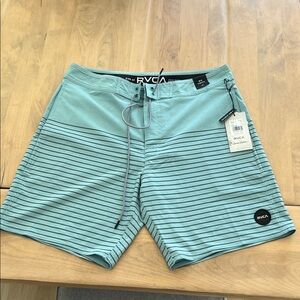 RVCA Men's Aqua Striped Board Shorts